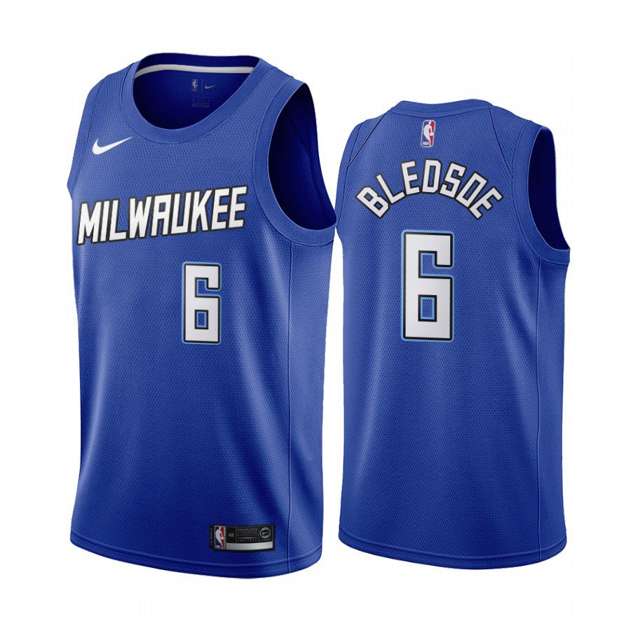 Men Milwaukee Bucks #6 eric bledsoe navy city edition new uniform 2020 nba jersey